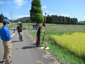 自作測量機器で標識の座標値測定